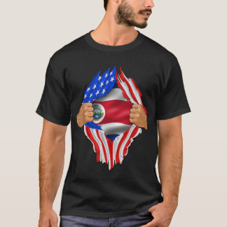 Costa Rica Roots USA Vlag Patriotic Costa Rican He T-shirt