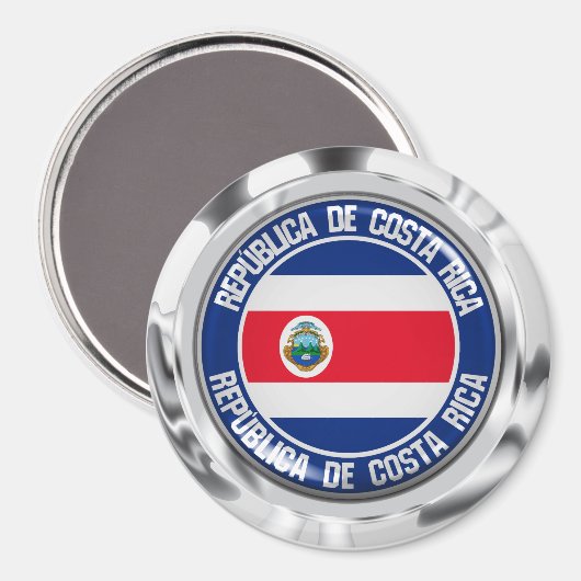 Costa Rica Round Emblem Magneet (Voorkant / Achterkant)