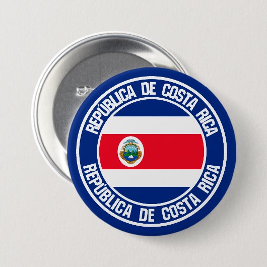 Costa Rica Round Emblem Ronde Button 7,6 Cm (Voorkant /achterkant)
