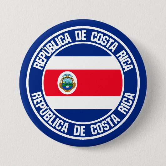 Costa Rica Round Emblem Ronde Button 7,6 Cm (Voorkant)