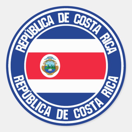 Costa Rica Round Emblem Ronde Sticker (Voorkant)
