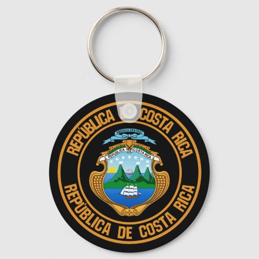 Costa Rica Round Emblem Sleutelhanger (Voorkant)