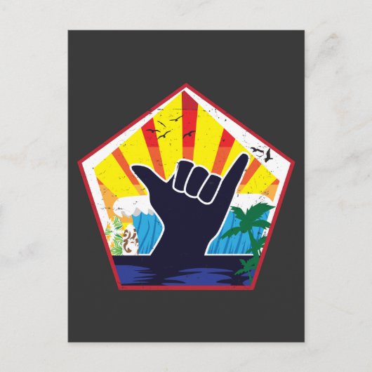 Costa Rica Shaka Sign Surfing Surfer Gift Briefkaart (Voorkant)