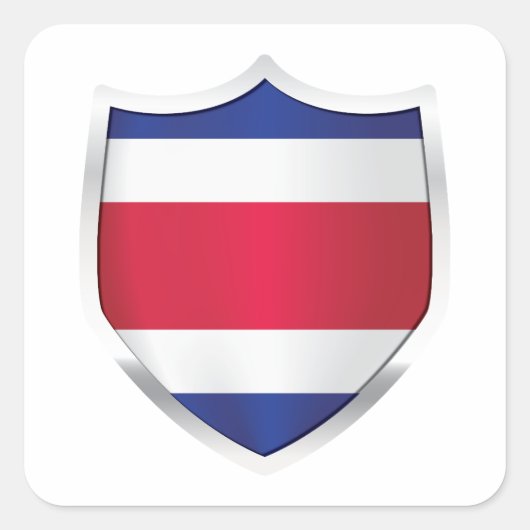 Costa Rica Silver Shield Flag Vierkante Sticker (Voorkant)
