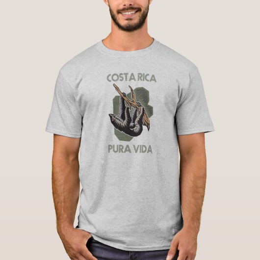 Costa Rica Sloth Hanging From Tree Pura Vida T-Shi T-shirt (Voorkant)