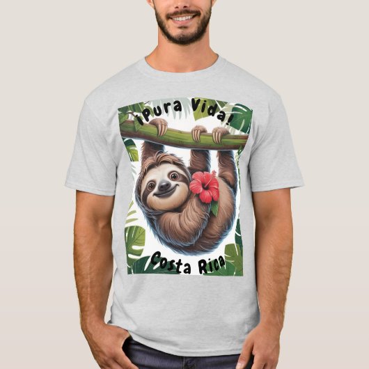 Costa Rica Sloth holding flower T-shirt (Voorkant)
