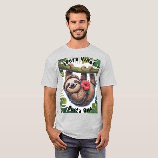 Costa Rica Sloth holding flower T-shirt (Voorkant volledig)