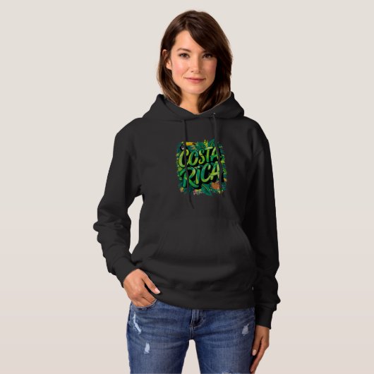 Costa Rica Souvenir Oerwoud Toucan Sloth Costa Ric Hoodie (Voorkant volledig)