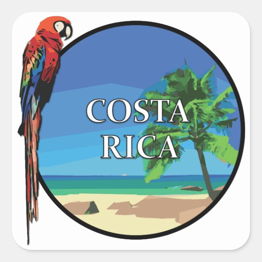 Costa Rica - Stickers op het plein, glanzend (Voorkant)