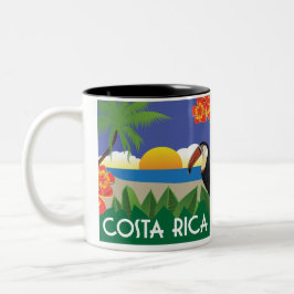 Costa Rica  stijl toucan en hibiscus Tweekleurige Koffiemok