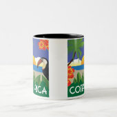 Costa Rica  stijl toucan en hibiscus Tweekleurige Koffiemok (Center)