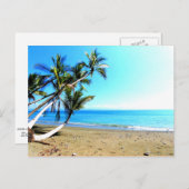 Costa Rica, strand met palmboom Briefkaart (Voorkant / Achterkant)