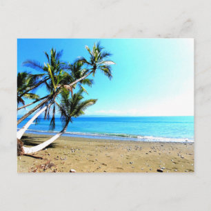 Costa Rica, strand met palmboom Briefkaart