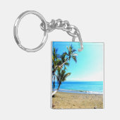 Costa Rica, strand met palmboom Sleutelhanger (Voorkant Links)