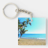 Costa Rica, strand met palmboom Sleutelhanger (Voorkant)