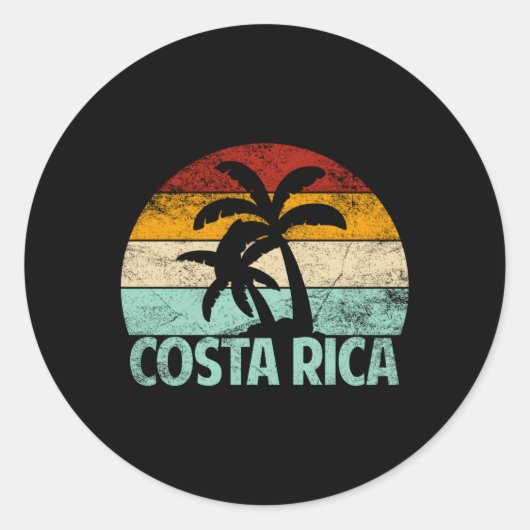 Costa Rica Strand Palm Tree Vakantie Costa Rica Ronde Sticker (Voorkant)