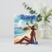 Costa Rica Strand Pura Vida waterverf Briefkaart (Staand voorkant)