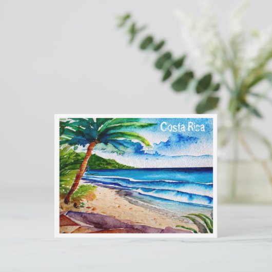 Costa Rica Strand Pura Vida Waterverf Schilderij Briefkaart (Staand voorkant)