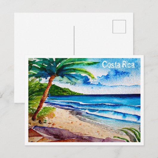 Costa Rica Strand Pura Vida Waterverf Schilderij Briefkaart (Voorkant / Achterkant)