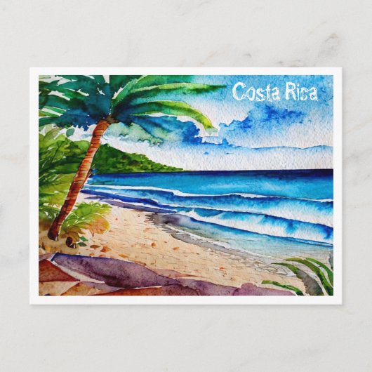 Costa Rica Strand Pura Vida Waterverf Schilderij Briefkaart (Voorkant)