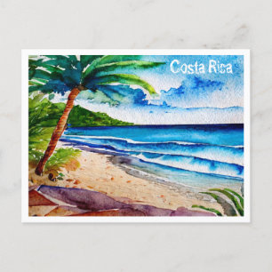Costa Rica Strand Pura Vida Waterverf Schilderij Feestdagenkaart