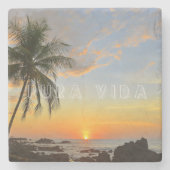 Costa Rica Sunset Beach Pura Vida Stenen Onderzetter (Voorkant)