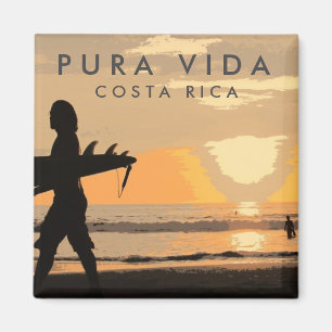 Costa Rica Sunset Surfer Souvenir Magneet