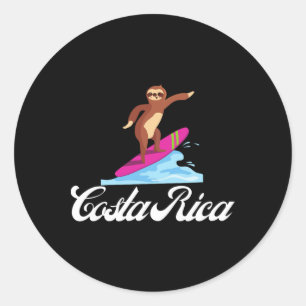 Costa Rica Surfen Luiaard Vakantie Souvenir Ronde Sticker