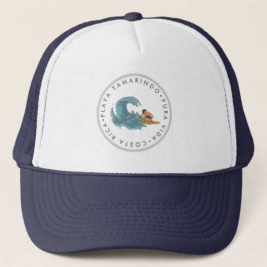 Costa Rica Surfer Playa Tamarindo Souvenir Trucker Pet (Voorkant)