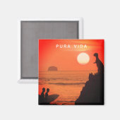 Costa Rica Surfer Sunset Pura Vida Magneet (Voorkant / Achterkant)