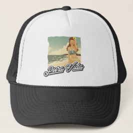 Costa Rica Surfer's Pura Vida Beauful Woman Trucker Pet