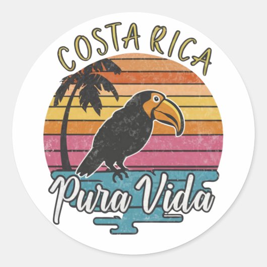 Costa Rica Toucans, Pura Vida Ronde Sticker (Voorkant)