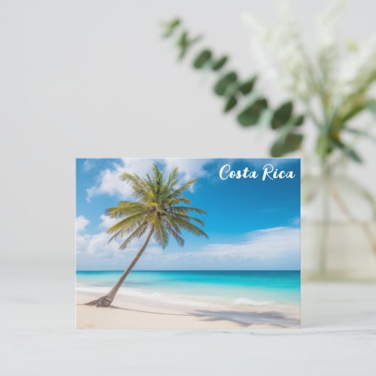 Costa Rica Tropisch Strand Palm Tree Travel Briefkaart (Staand voorkant)