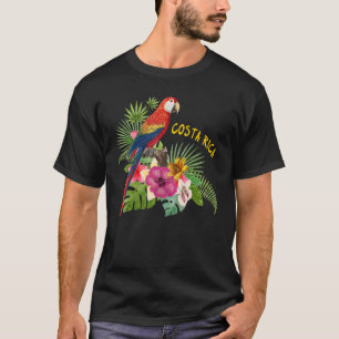 Costa Rica Vacation Parrot Tropische Bloemen Vrouw T-shirt