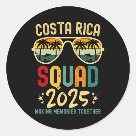 Costa Rica Vakantie Squad 2025 Familie Vakantie Tr Ronde Sticker (Voorkant)