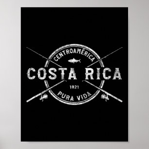Costa Rica Vintage Gekruiste Vissenstokken Poster