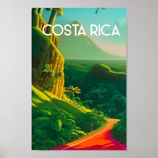 Costa rica vintage poster tropische vulkaan (Voorkant)