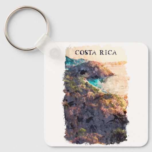 Costa Rica Vintage reislandschap Sleutelhanger (Voorkant)