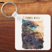 Costa Rica Vintage reislandschap Sleutelhanger (Voorkant)