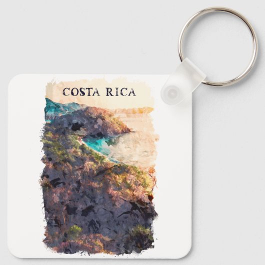 Costa Rica Vintage reislandschap Sleutelhanger (Achterkant)