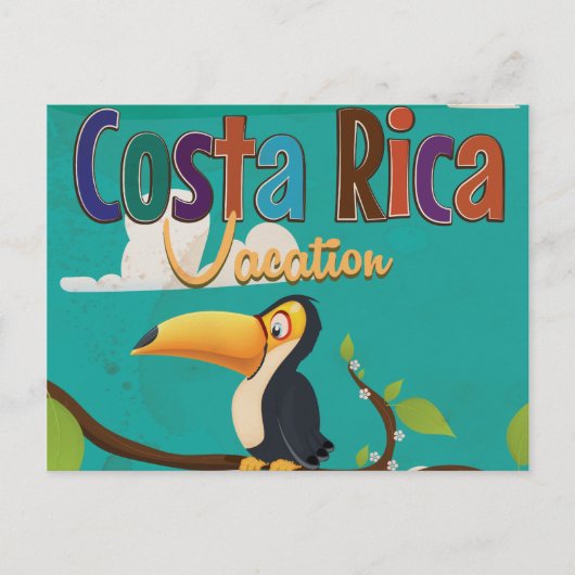Costa Rica Vintage Reisposter Briefkaart (Voorkant)