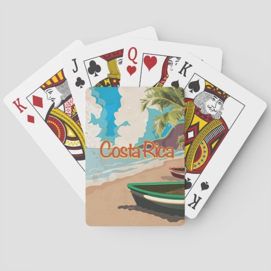 Costa Rica Vintage Reisposter Pokerkaarten (Achterkant)