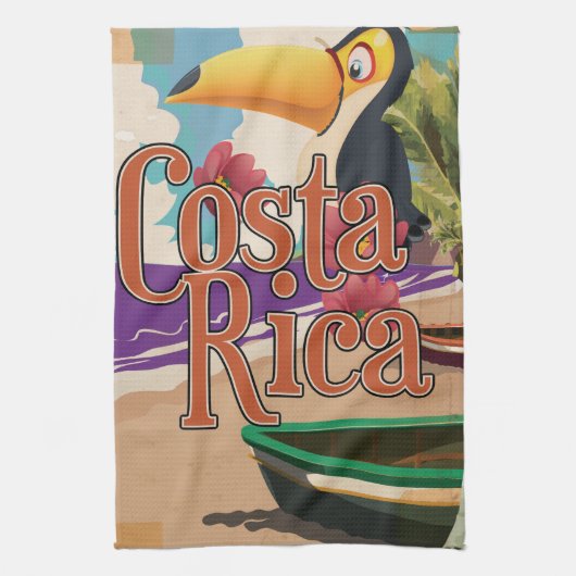 Costa Rica vintage reisposter Theedoek (Verticaal)