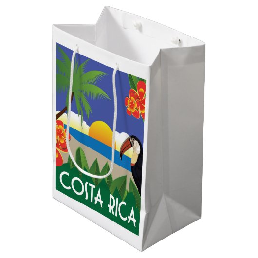 Costa Rica vintage-reisstijl Medium Cadeauzakje (Voorkant Gekanteld)