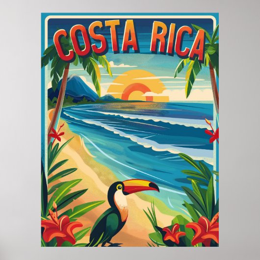 Costa Rica vintage reizen Poster (Voorkant)