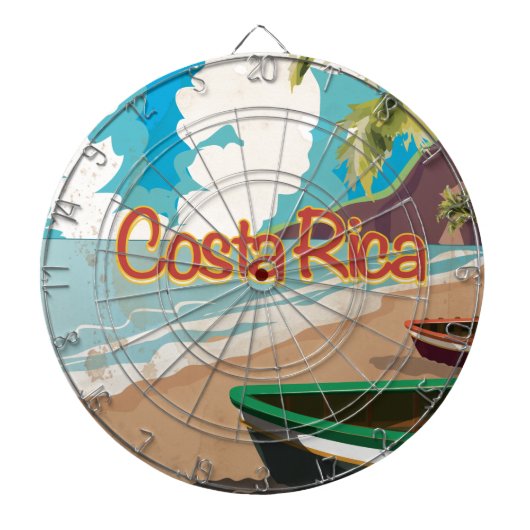 Costa Rica Vintage Travel Poster Dartbord (Voorkant)