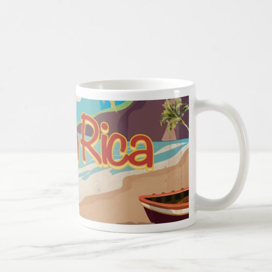 Costa Rica Vintage Travel Poster Koffiemok (Rechts)