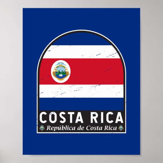 Costa Rica vlag embleem van noodlijdende Vintage Poster (Voorkant)