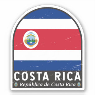 Costa Rica vlag embleem van noodlijdende Vintage Sticker