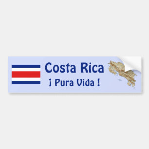 Costa Rica Vlag en Kaart Bumpersticker